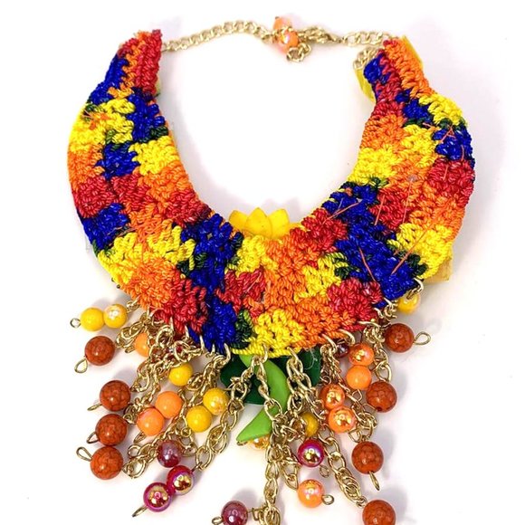 Handmade in Mexico Statement Collage Necklace and Earrings Set - Picture 6 of 9